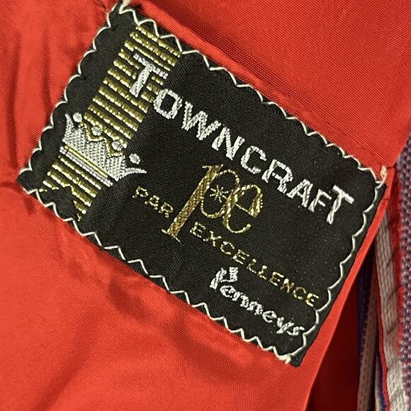 VTG Towncraft JC Penney Blazer Sport Coat Mens 42L Red Striped Gold Button 70s - Picture 6 of 15